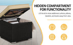 Costoffs 2PCS Rattan Storage Ottomans with Cushions – Outdoor Wicker Footstools & Side Tables for Patio, Garden & Balcony