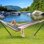 Heavy Duty Double Hammock with Steel Stand 450lbs Portable Outdoor Indoor Blue