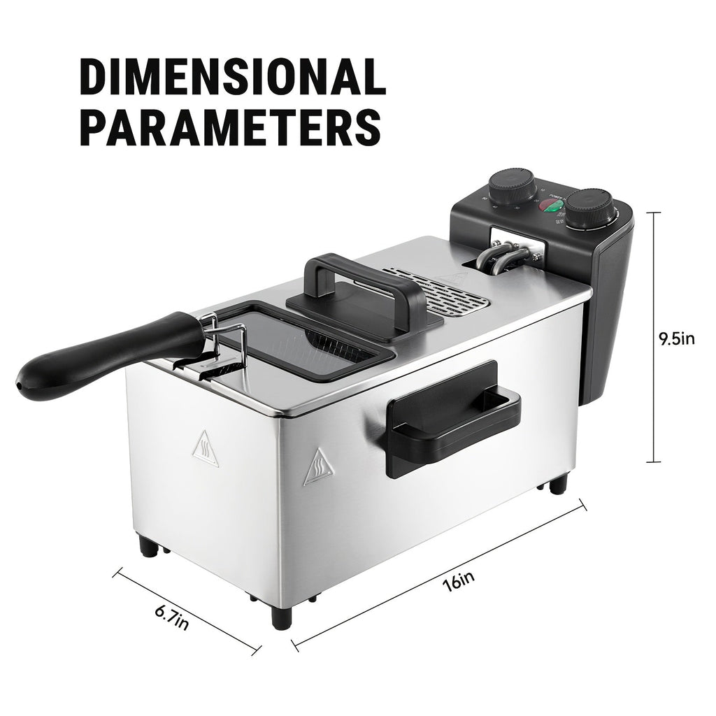 1700W Electric Deep Fryer 3L/5L Stainless Steel w Basket Timer Temperature