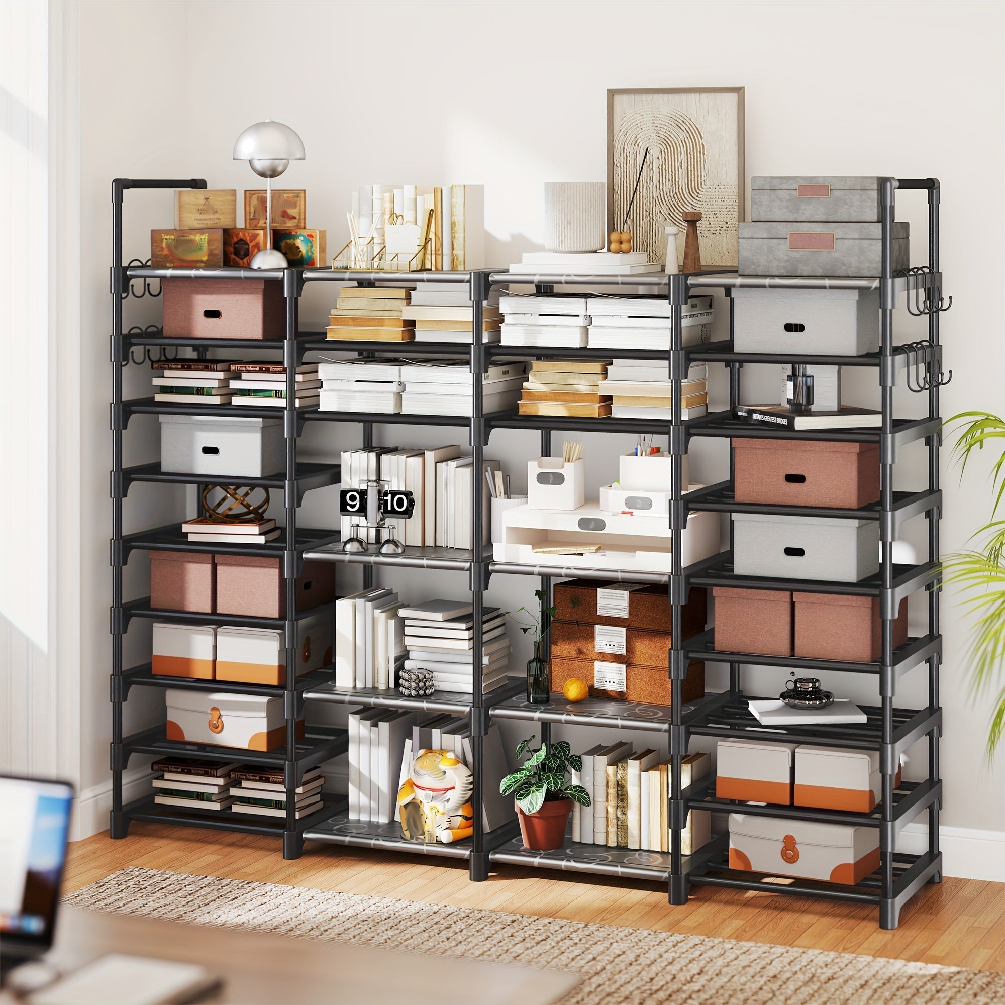 Stackable Shoe Rack Bookshelf Storage Shelf Freestanding Organizer for Entryway