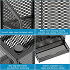 Iron Mesh Desk Organizer Multi-Layer Stationery Storage Box Office School Supplies