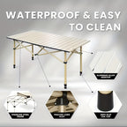 Portable Folding Camping Table for 4-6 People Adjustable Height Picnic BBQ Table
