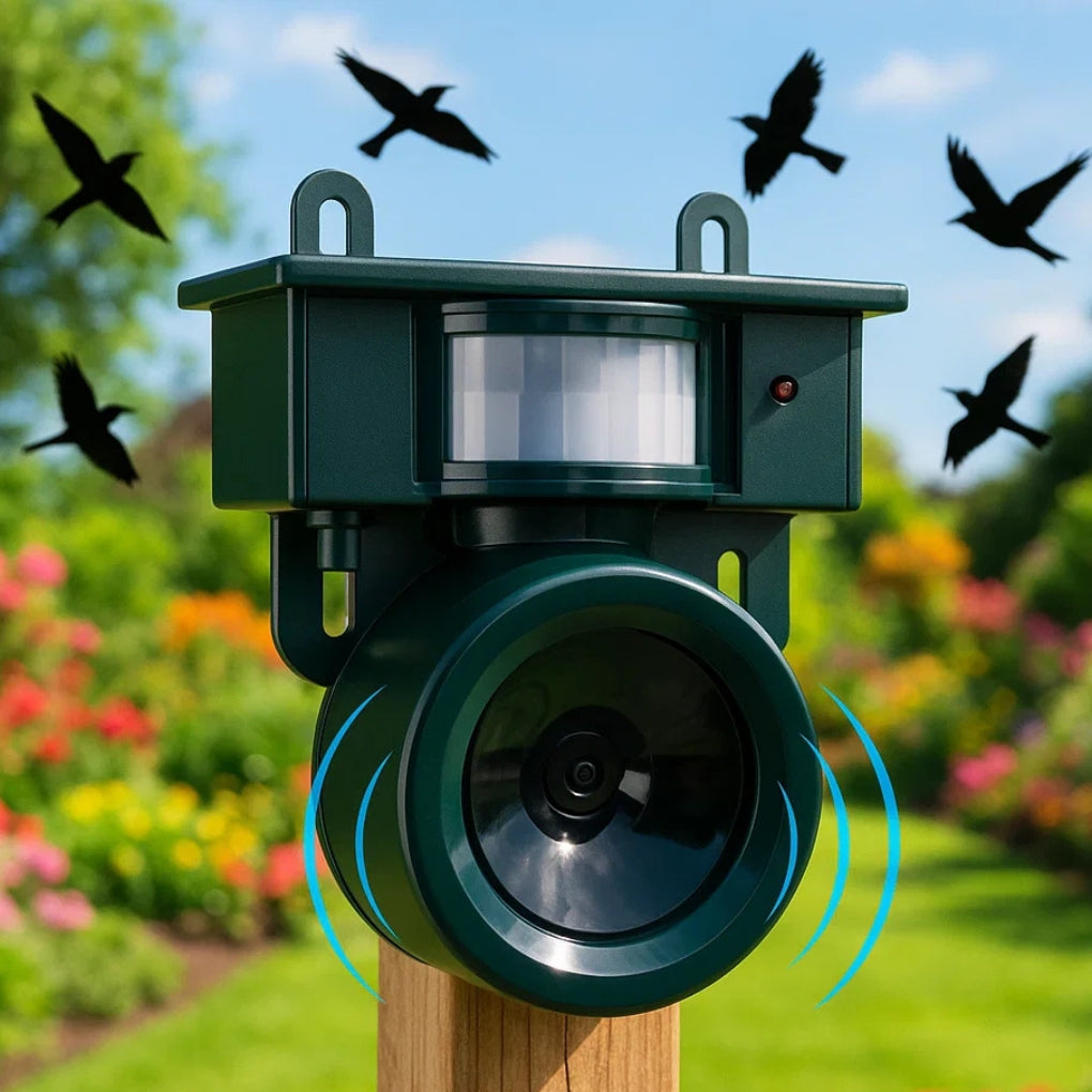 Motion-Activated Bird Repeller with Sound Scarer