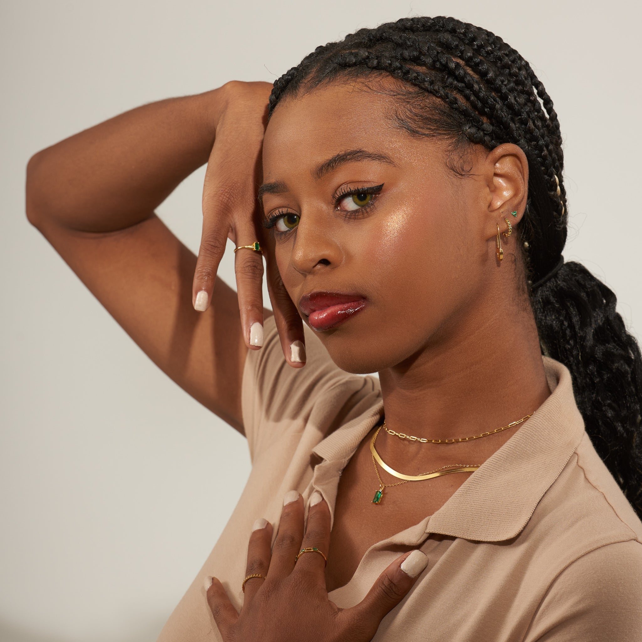 Gold Flat Herringbone Snake Chain Necklace
