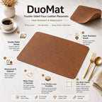 DuoMat | Double-Sided Faux Leather Placemats | Heat Resistant & Waterproof