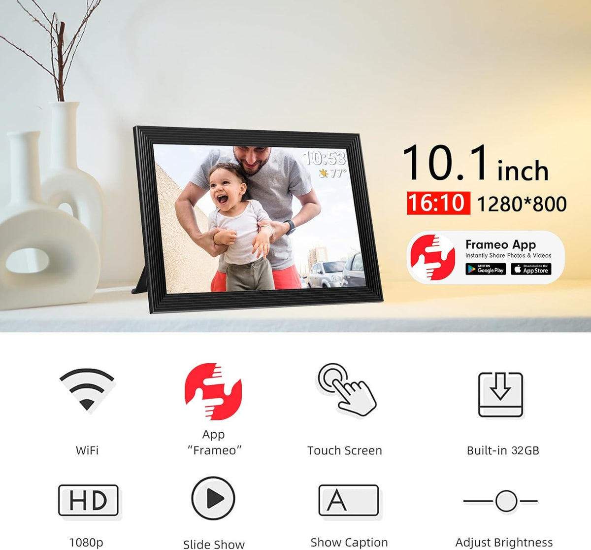High-Resolution Digital Frame Top Electronic Frame With Video And Camera Features