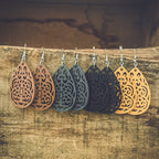Set of Four Beautiful Carved Wood Earrings