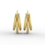 Triple Chunky Hoop Gold Plated Earrings with Gift Pouch