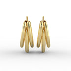 Triple Chunky Hoop Gold Plated Earrings with Gift Pouch
