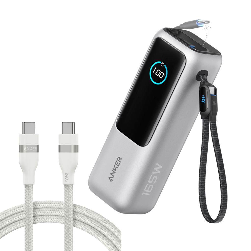Anker Laptop Power Bank (25K, 165W, Built-In and Retractable Cables)