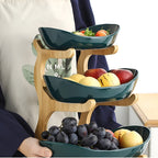 Multi-tiered wooden fruit bowl