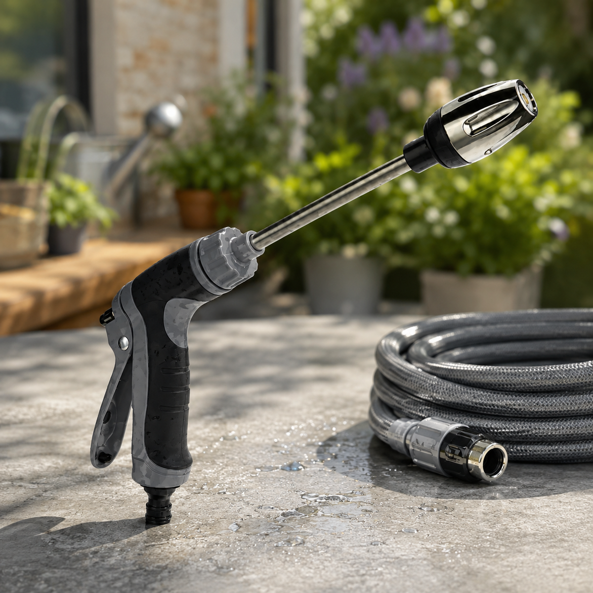 Garden Hose Nozzle Adjustable Stainless Steel High Pressure