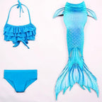 Girls Mermaid Swimsuit Three Piece Swim Tail Costume Set