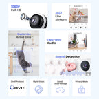3MP Wireless Smart AI Home Security Camera – Two-Way Audio, Motion Detection, Night Vision