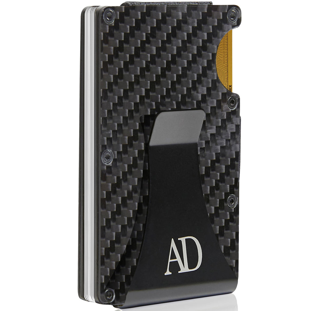 Carbon Fiber Money Clip Card Case – RFID Blocking, Holds 12 Cards
