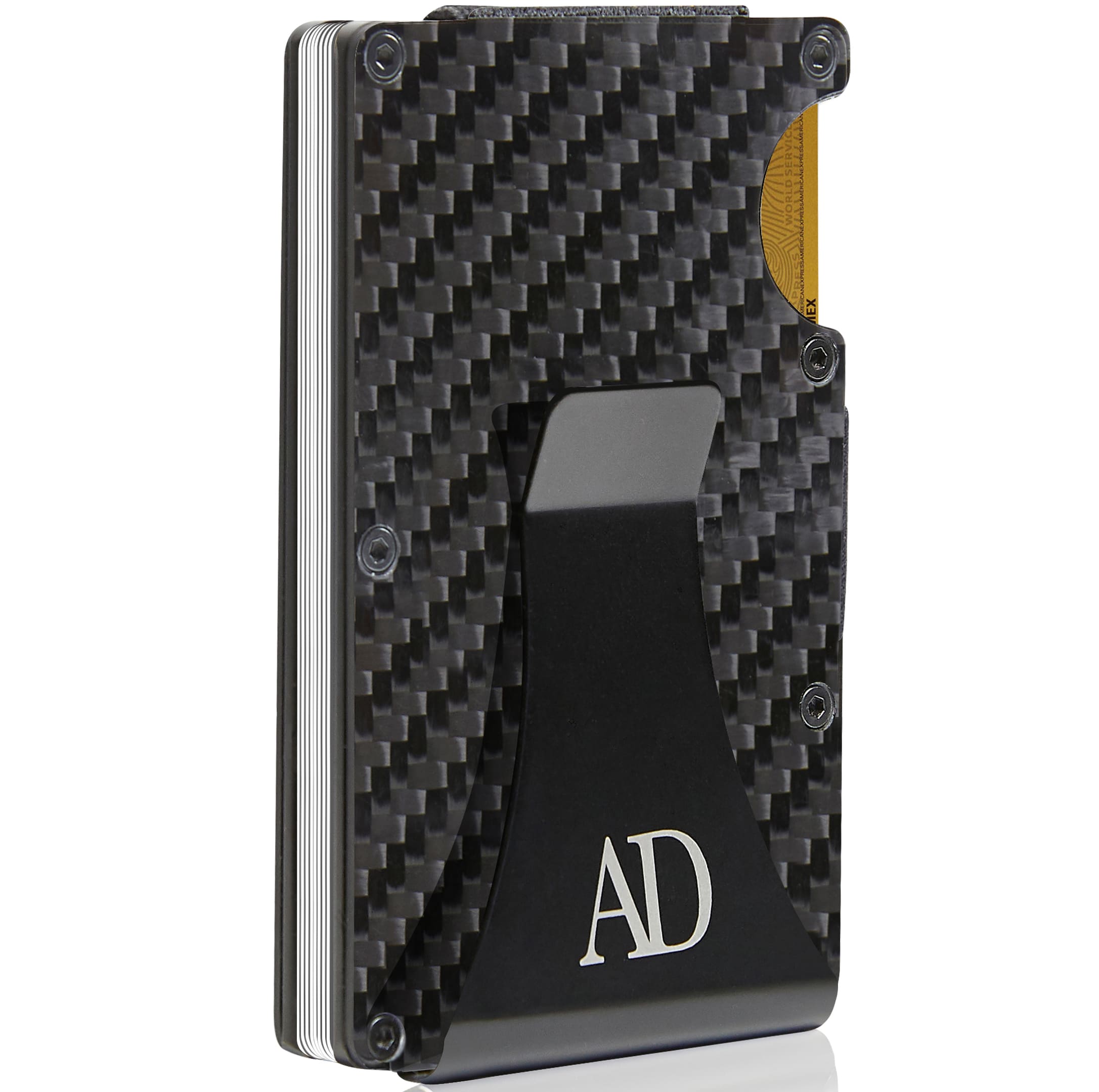 Carbon Fiber Money Clip Card Case – RFID Blocking, Holds 12 Cards