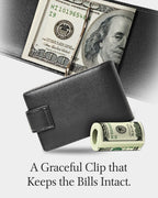 Leather Bifold Wallet – Removable Money Clip, Snap Closure