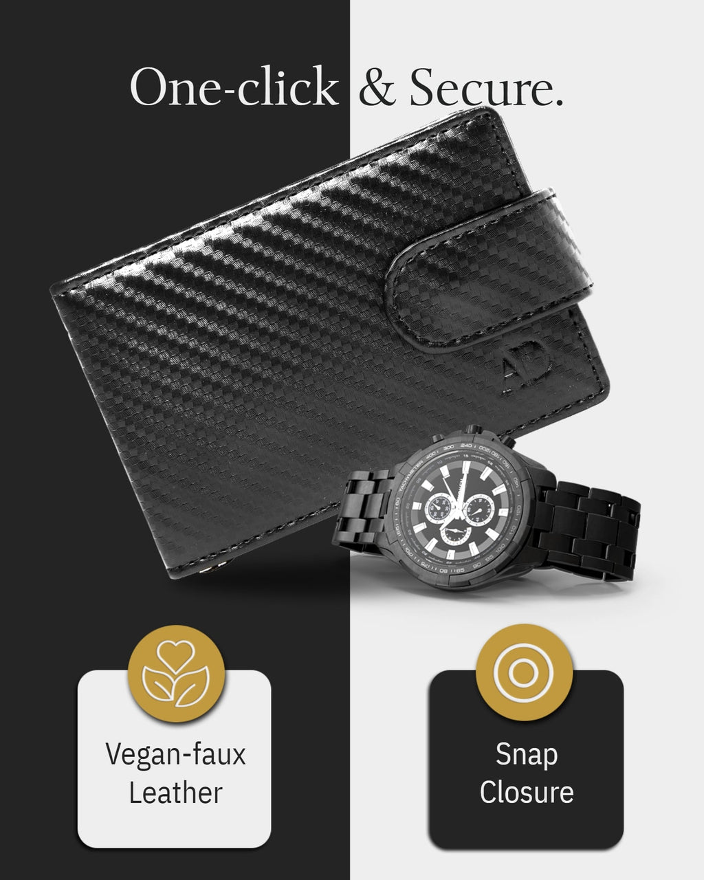 Leather Bifold Wallet – Removable Money Clip, Snap Closure