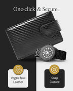 Leather Bifold Wallet – Removable Money Clip, Snap Closure