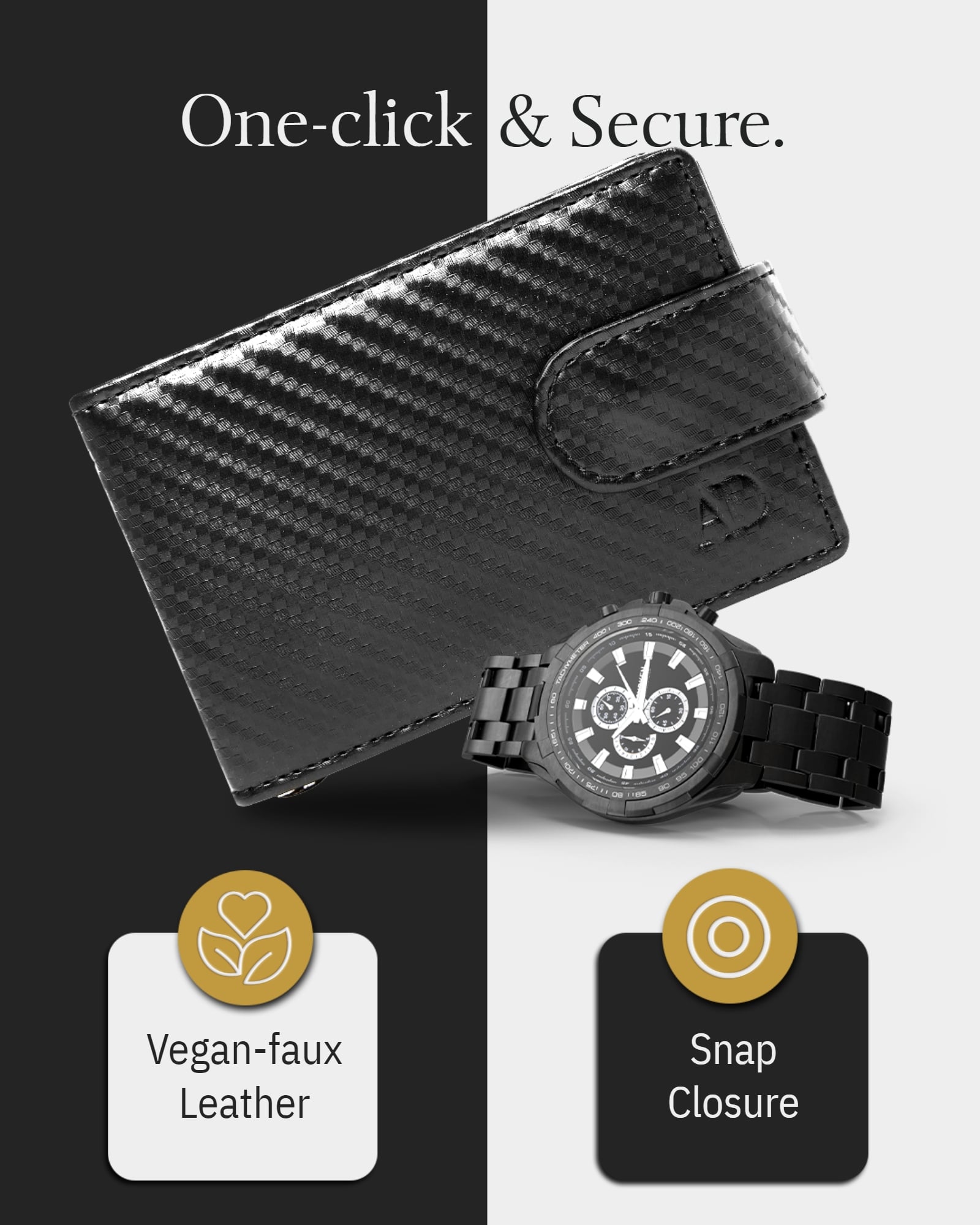 Leather Bifold Wallet – Removable Money Clip, Snap Closure