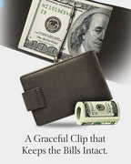 Leather Bifold Wallet – Removable Money Clip, Snap Closure