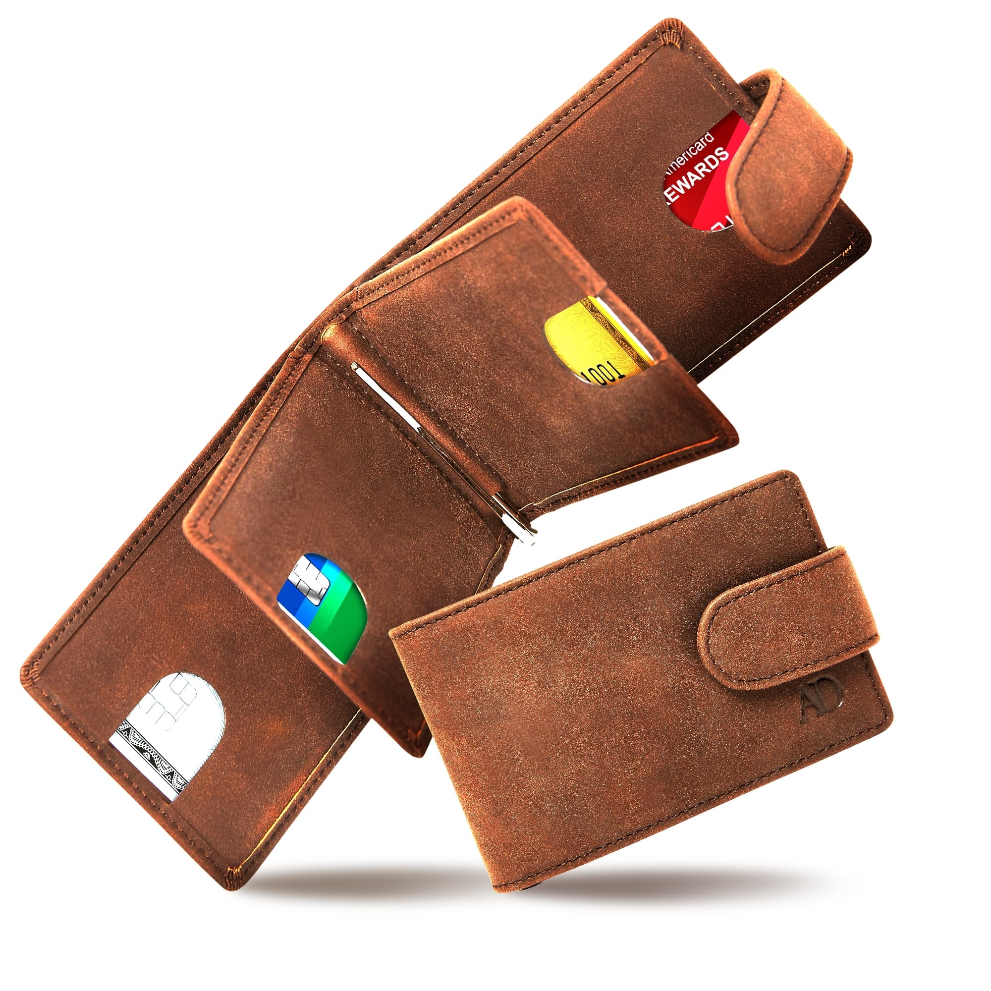Leather Bifold Wallet – Removable Money Clip, Snap Closure