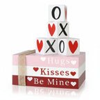 Table Decor Wooden Valentine Book Stack Heart Shelf Signs