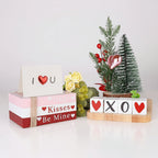 Table Decor Wooden Valentine Book Stack Heart Shelf Signs