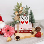 Table Decor Wooden Valentine Book Stack Heart Shelf Signs
