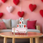 Table Decor Wooden Valentine Book Stack Heart Shelf Signs