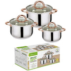 6-Piece Stainless Steel Casserole Set Pots and Lids