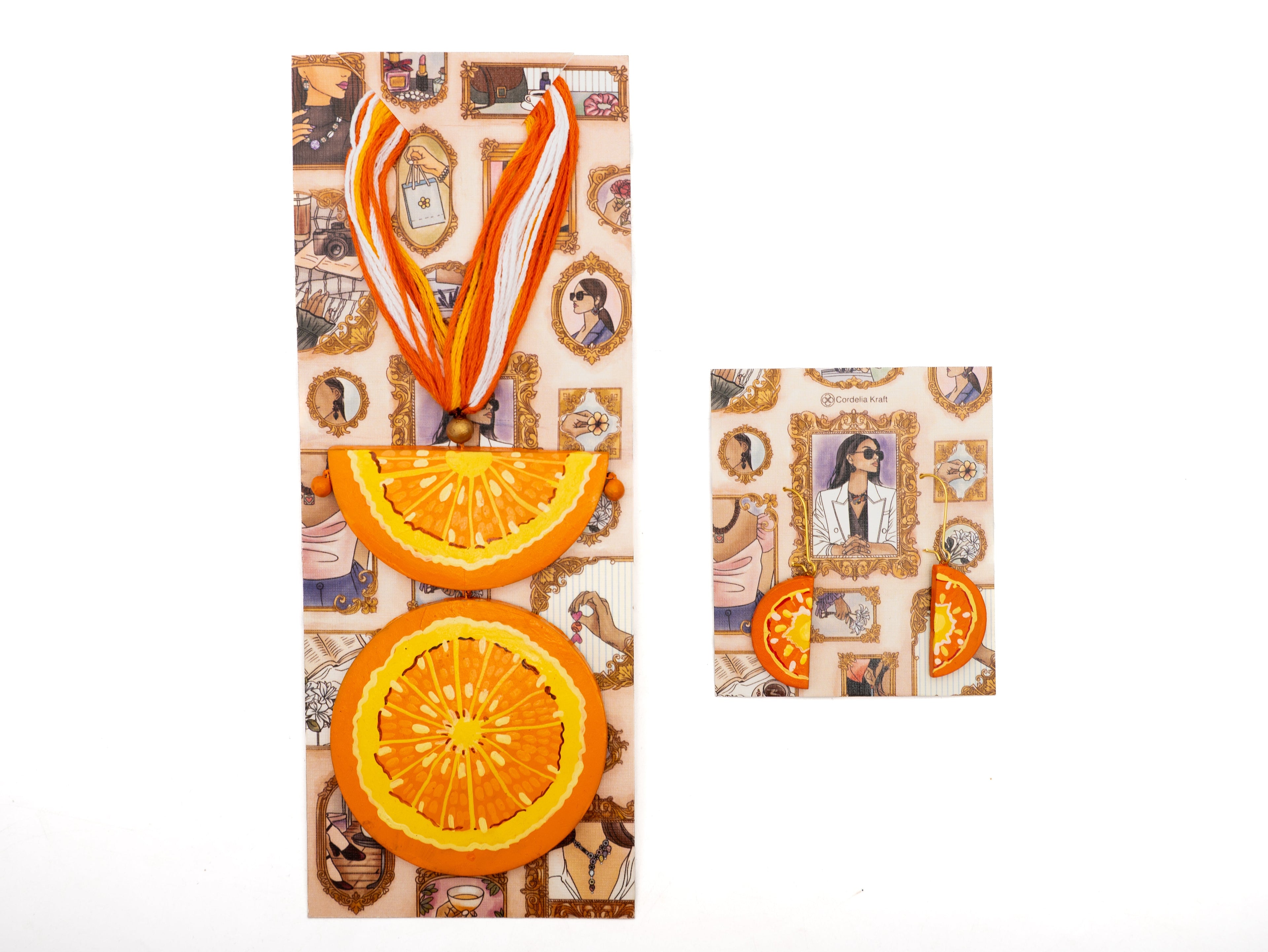 Mandarin Orange Terracotta Clay Jewelry Set