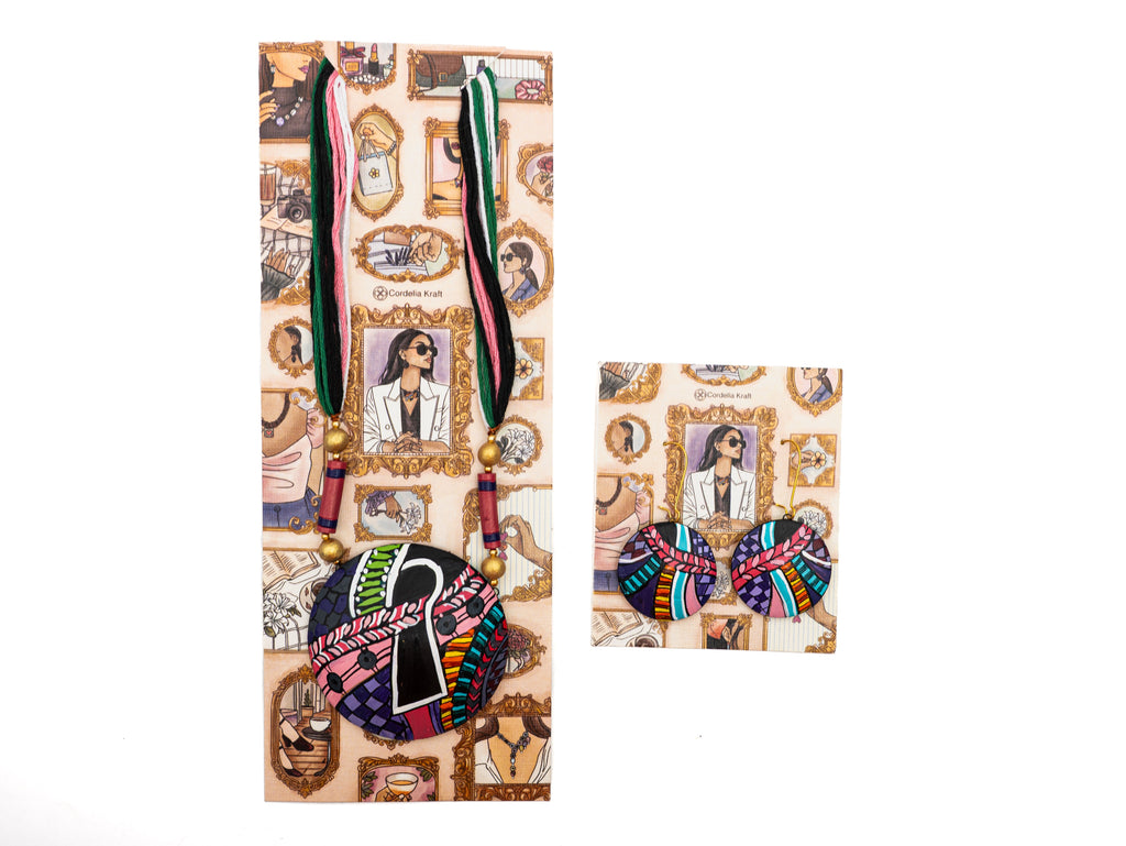Beachy Boho Clay Necklace & Earrings Set