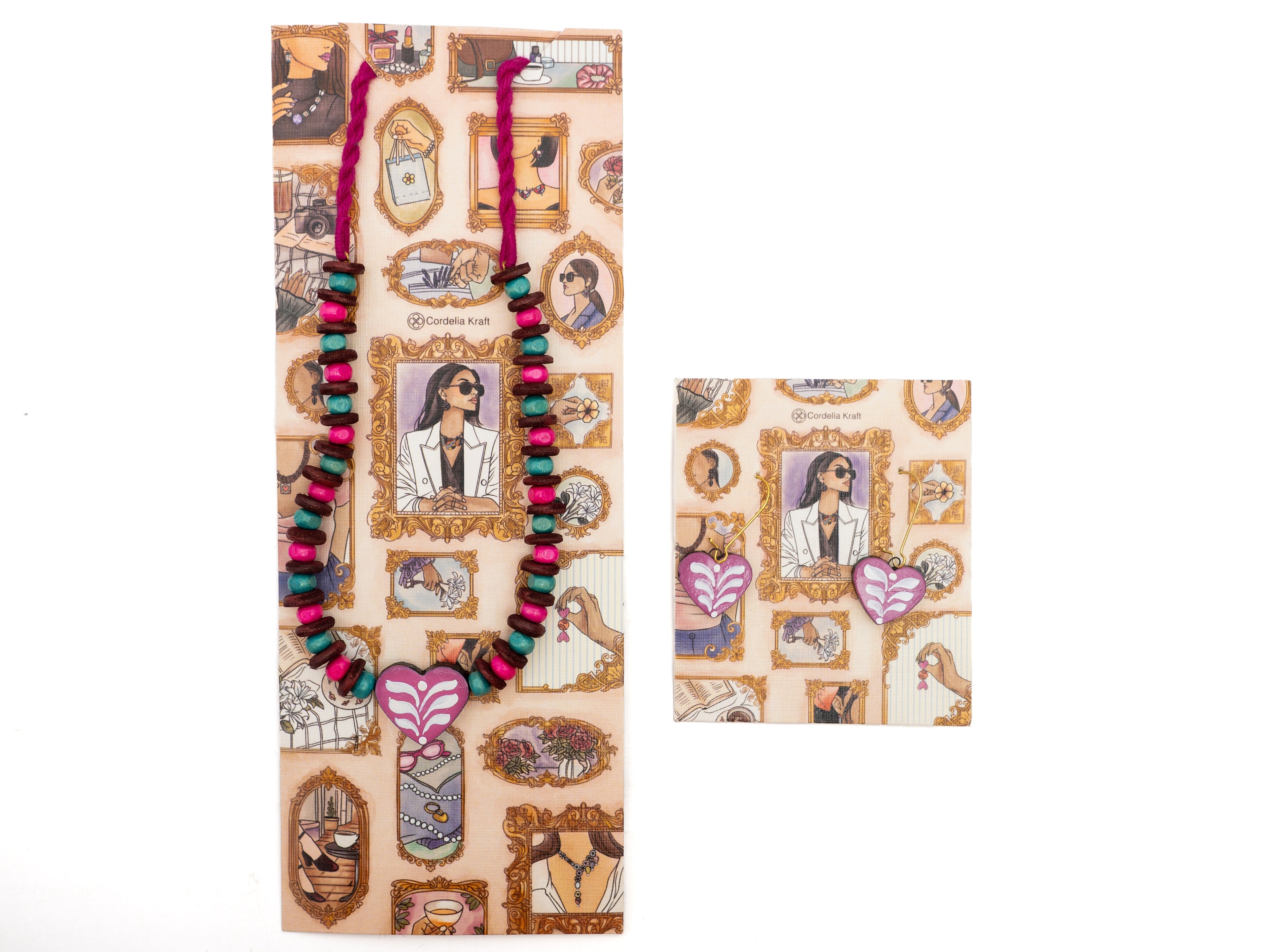 Valentine Wooden Beads And Terracotta Clay Jewelry Set