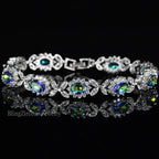 Crystal Flower Silver Plated Bracelet