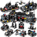 8 in 1 695pcs SWAT Police Command Truck Building Blocks Set