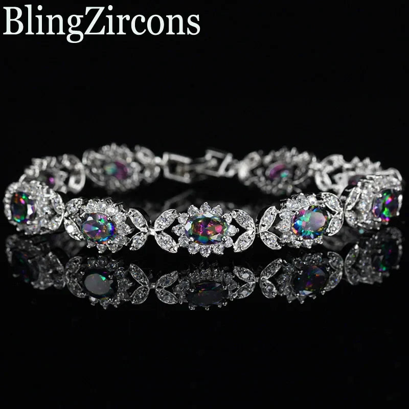 Crystal Flower Silver Plated Bracelet