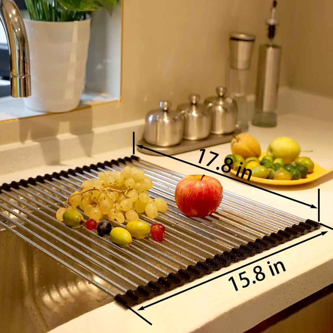 Rolling Over-Sink Dish Drying Rack