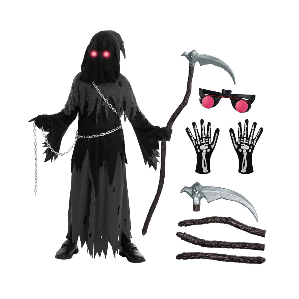 Halloween Costumes Grim Reaper Hooded Robe Set