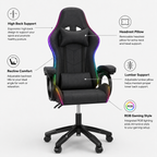 High Back Gaming Chair Rgb Recline Headrest Lumbar Support