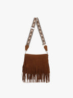 Sadie Dark Brown Suede Fringe Crossbody w/ Guitar Strap Purse