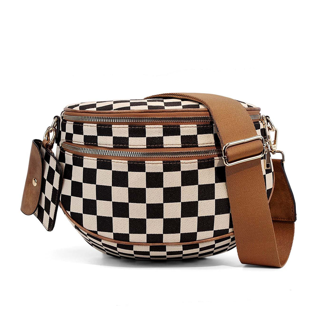 Kaylee Mixed Media Double Zip Crossbody Sling Bag