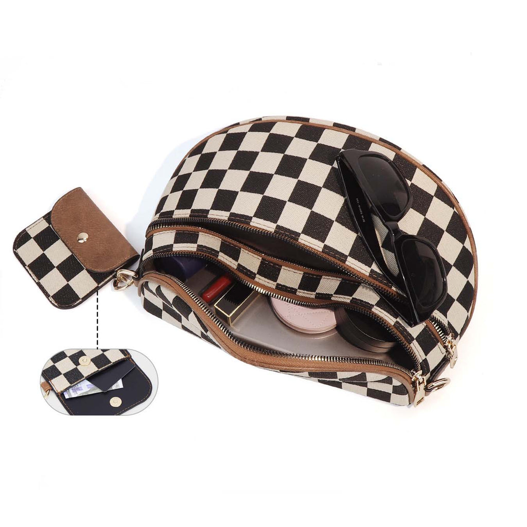 Kaylee Mixed Media Double Zip Crossbody Sling Bag