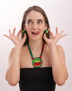 Kiwi & Watermelon Clay Necklace Set