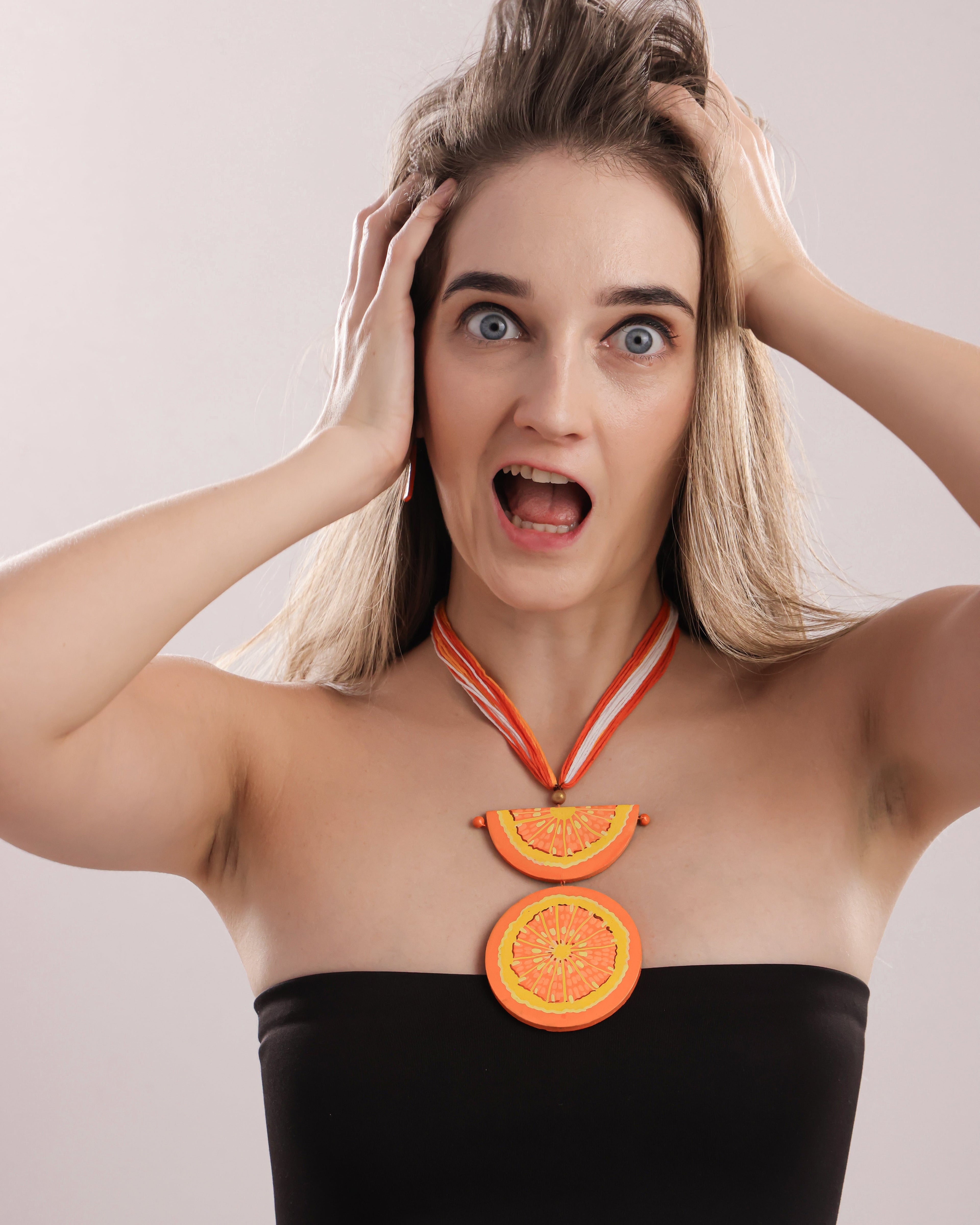Mandarin Orange Terracotta Clay Jewelry Set