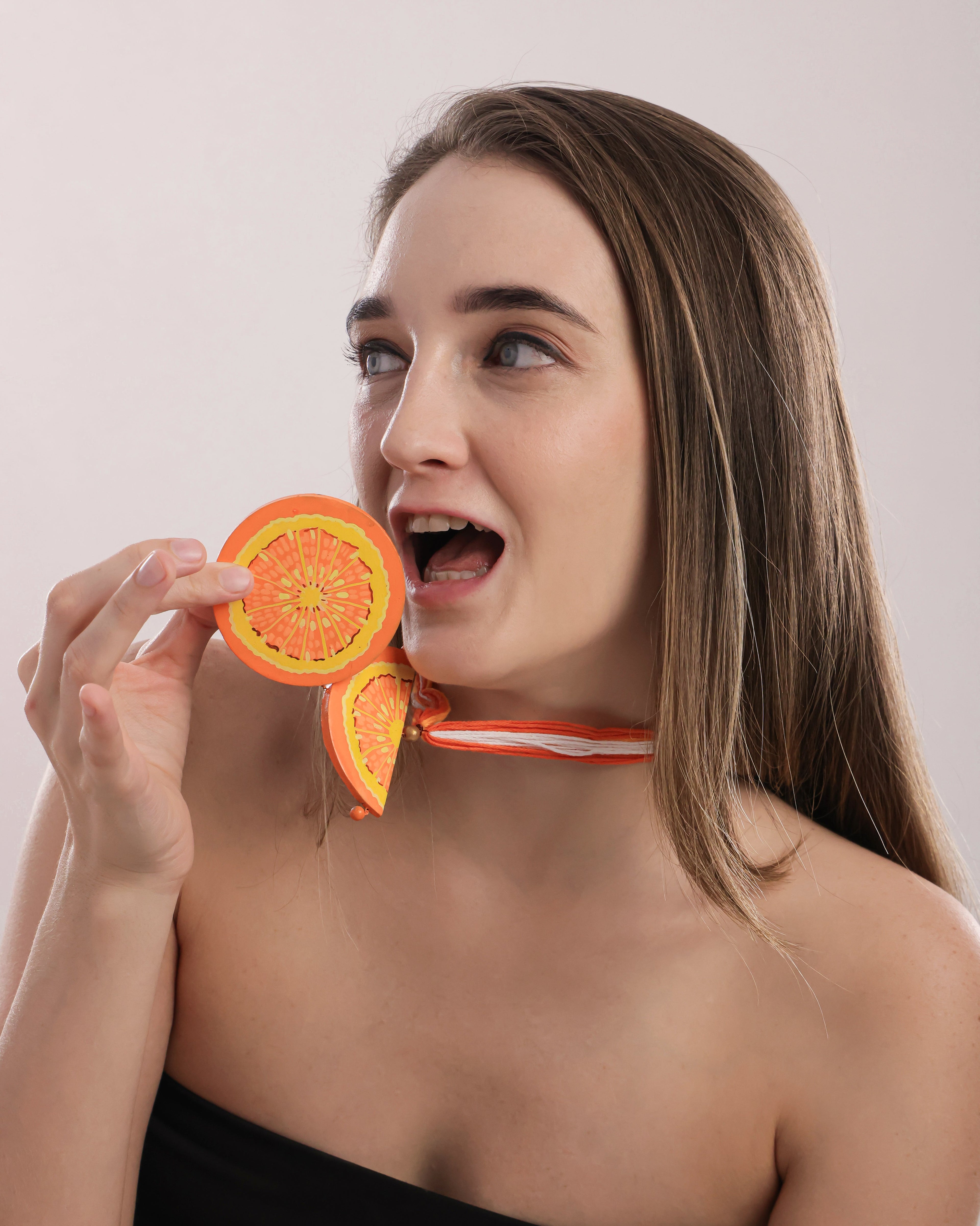 Mandarin Orange Terracotta Clay Jewelry Set