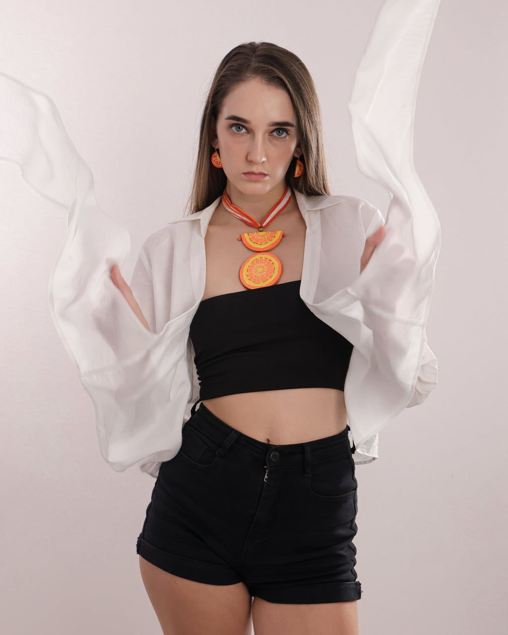 Mandarin Orange Terracotta Clay Jewelry Set