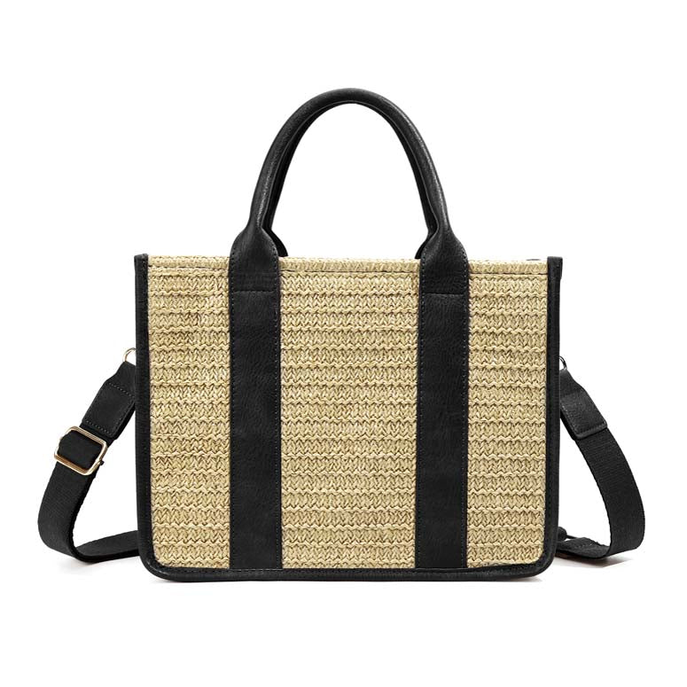 Mericela Mixed Media Straw Tote
