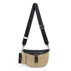 Valentina Mixed Media Straw Sling Crossbody Bag