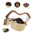 Valentina Mixed Media Straw Sling Crossbody Bag